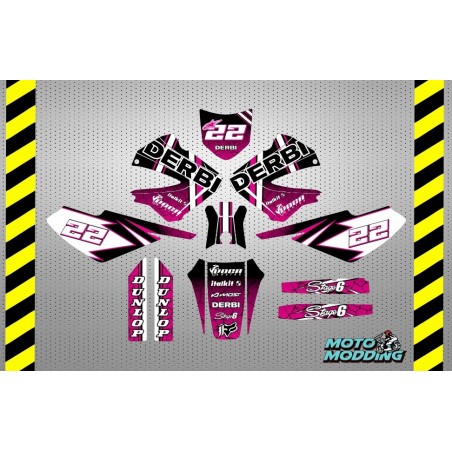 Kit Adhesivos Derbi Senda Xtreme Rosa Con Grietas