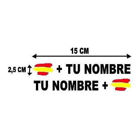 Pegatinas bandera de España y nombre personalizado stickers calcas vinilo blanco 
