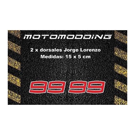 2 pegatinas 99 Jorge Lorenzo dorsales