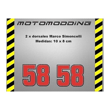 pegatinas 58 Marco Simoncelli dorsales