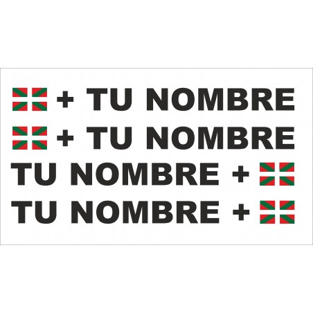 Bandera País Vasco + tu nombre pegatinas para bicicleta