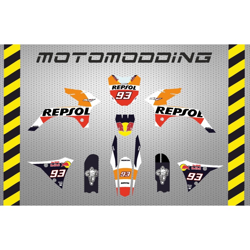 Kit pegatinas  Malcor super racer réplica Marquez repsol honda 2018
